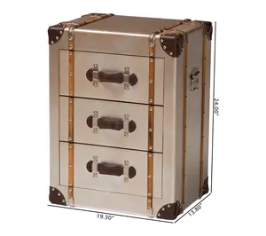 Baxton Studio Naylor Matte Bronze 3-Drawer Storage Cabinet