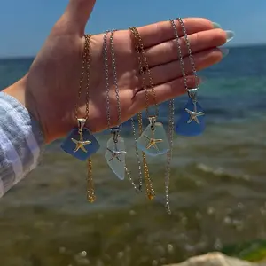 The Siren's Keepsake Collection - Sea Glass & Starfish Charm Necklaces for Beach Lovers perfect jewelry