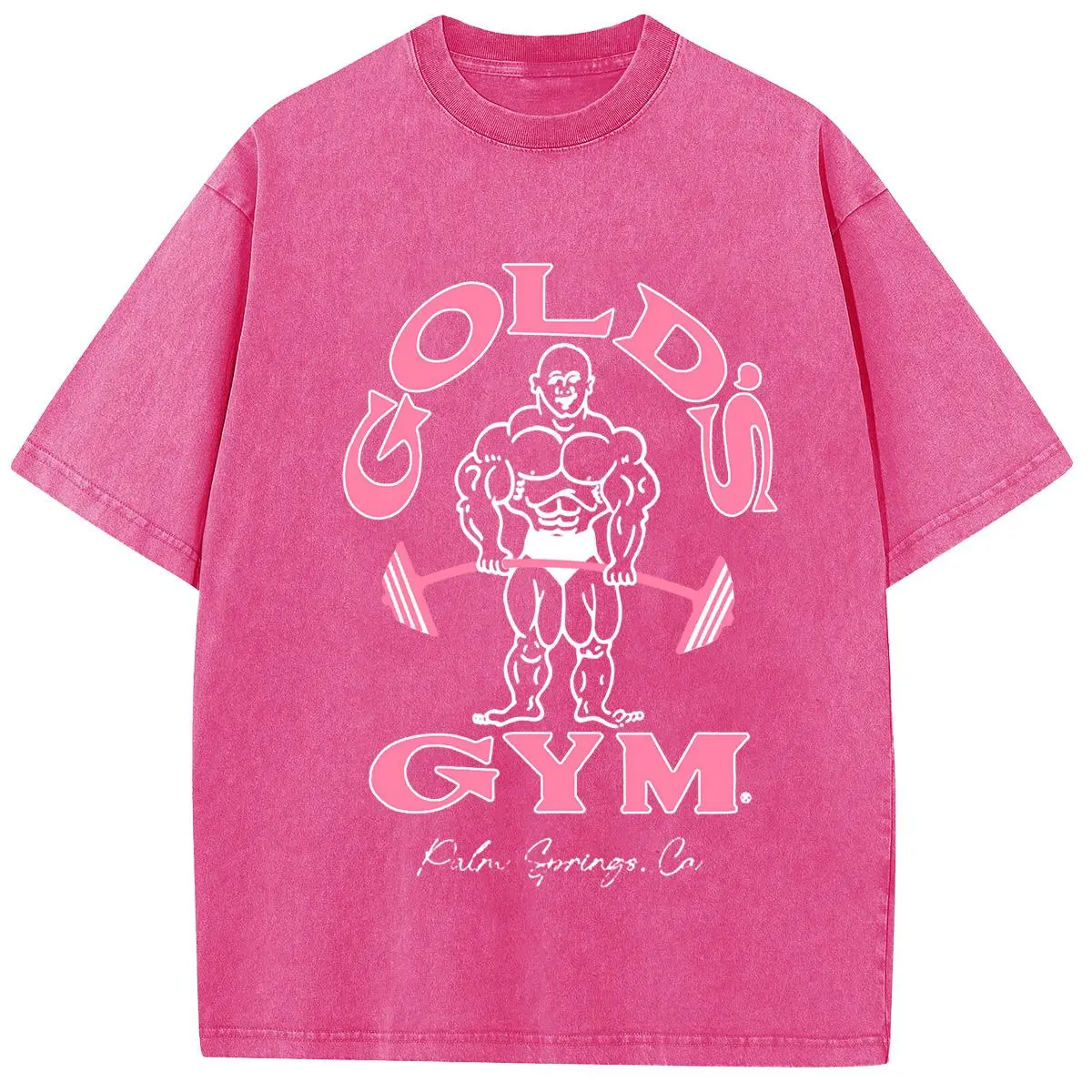 Holafish Oversize Acid Wash Vintage GOLD'S GYM T-Shirt, Heavyweight Cotton Streetwear graphic vintage tees Menswear Crewneck Tshirt unisex funny cat worm women Round Neck Casual