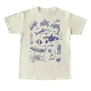 Vintage 90s Tattoo Sea Animal Tshirt, Retro Ocean Nature Shirt, Sealife, Ocean, Whale, Orca, Turtle, Dolphin Shirt, Unisex Relaxed Adult Tee - Unisex And Inclusive - Multiple Colorways - Full Size Range