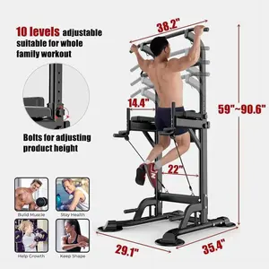 Adjustable Multi-Functional Power Tower – Dip Station & Pull-Up Bar for Home Gym | Core Strength Trainer with Ab Support