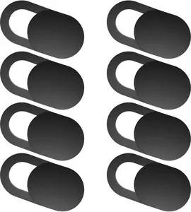 Laptop Camera Cover Slide, Camera Cover Slide, 8 Pack Ultra Thin Webcam Cover Slide for Laptop, Tablet, Desktop, PC, Smartphone, Protect Your  and (Black)