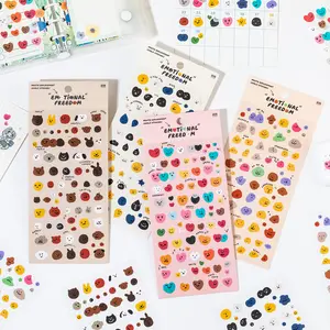 1 Sheet Cute Expression Cartoon Sticker Multicolor Smile Face Gift Decoration Calendar Cup Diary Phone Sticker Office Stationery Office Stationery Supplies