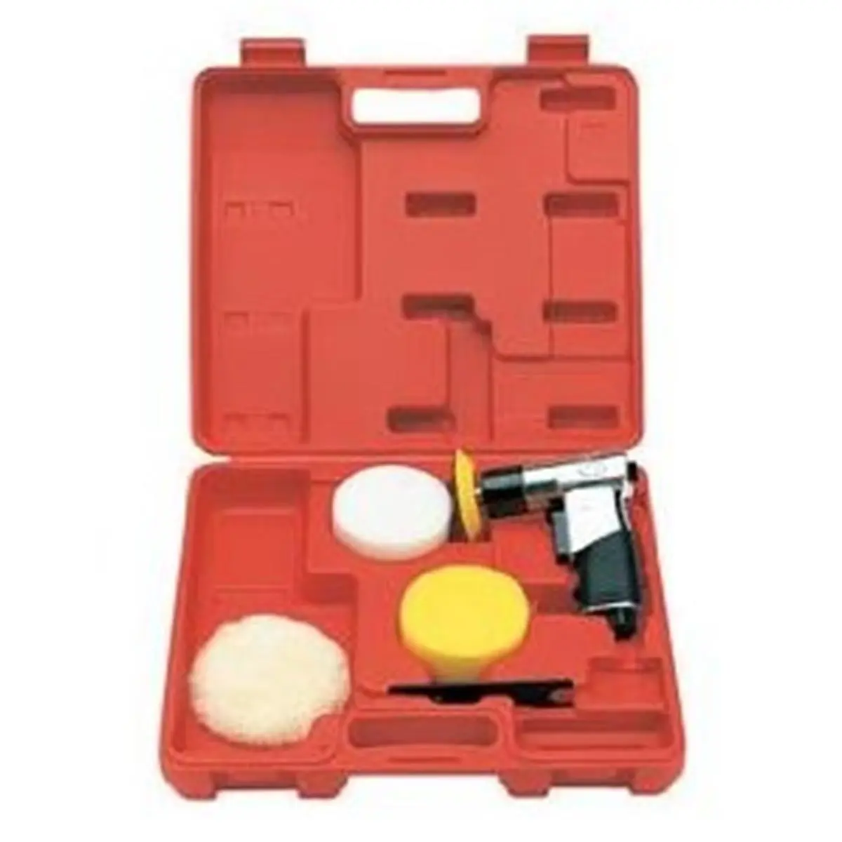 Chicago Pneumatic 7201P Mini Rotary Air Polisher Kit - Adjustable, 2-Finger Throttle, 2500 RPM, 3" Backing Pad, 3.5" Foam Compounding Pads, Comfortable Rubber Handle