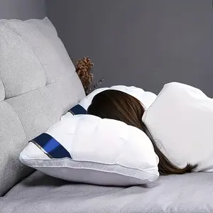 Luxury Hotel-Quality Pillow - Deep Sleep Neck Support, High-Density Non-Sagging Seasonal Pillow, White Satin Pillowcase, 100% Polyester Fill, Hand Wash Only, Vacuum-Sealed Packaging, Sleep Neck Pillow, Elegant Home Decor