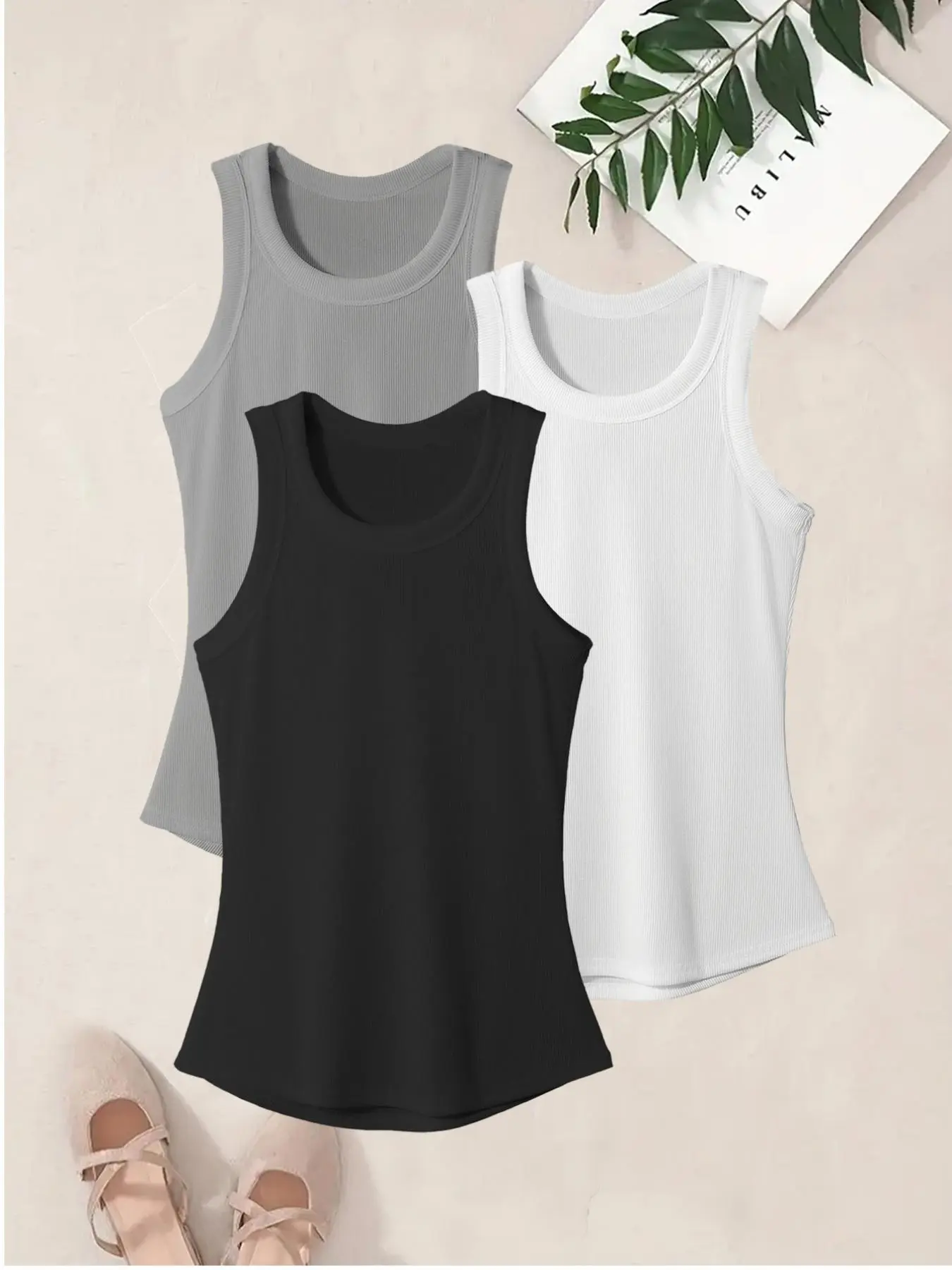 Women's Solid Color Sports Singlet, Breathable Sleeveless Top for Yoga Gym Workout, Ladies Sportswear for Summer, Activewear Clothing, Athletic Yoga Tops