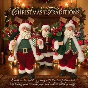 PATYGR Santa Claus Figurines Christmas Decorations, 10.6 Inch Hand-Painted Statue for Indoor Holiday Home and Christmas Tabletop Decor