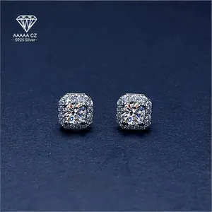 1 Carat White 5A CZ Square Stud Earrings For Women - 925 Sterling Silver, Sparkling, Versatile Jewelry For Birthdays, Valentine's, Christmas, Halloween, New Year, Parties, Weddings