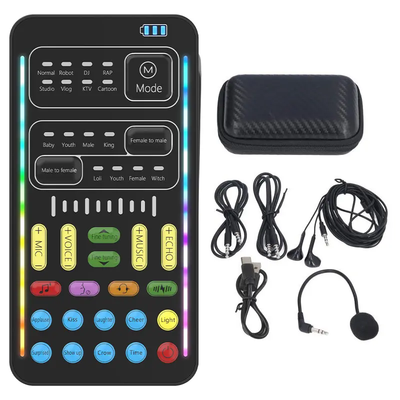 i9 Voice Changer Set Portable Handheld Microphone Voice Changer Compatible with Apple, Android, PS4/Xbox/PC