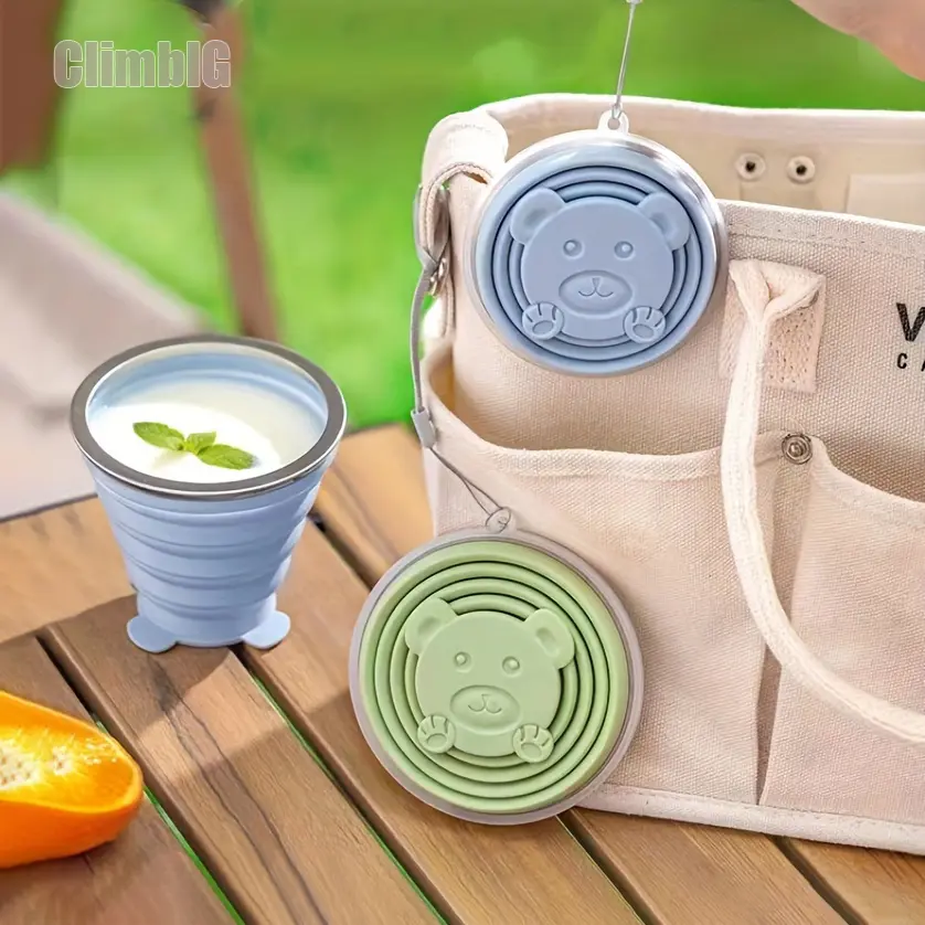 1Pcs/2Pcs Collapsible Silicone Cup With Lid—A Portable Travel And Camping Cup Suitable For Hiking, Picnics, Outdoor Dining, Brushing Teeth, And Drinking Coffee Or Tea; Made From Food-Grade Silicone