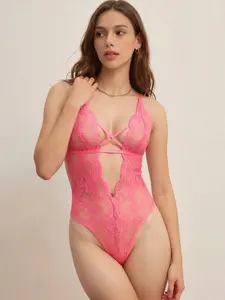 Women's Lace Backless Halter Sexy Lingerie Jumpsuit