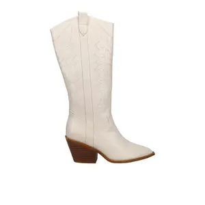 Corkys Womens Howdy Tall Embroidered Snip Toe Zippered Casual Boots Knee High High Heel 3" & Up - White Corkys Womens Howdy Tall Embroidered Snip Toe Zippered Casual Boots Knee High High Heel 3" & Up - White