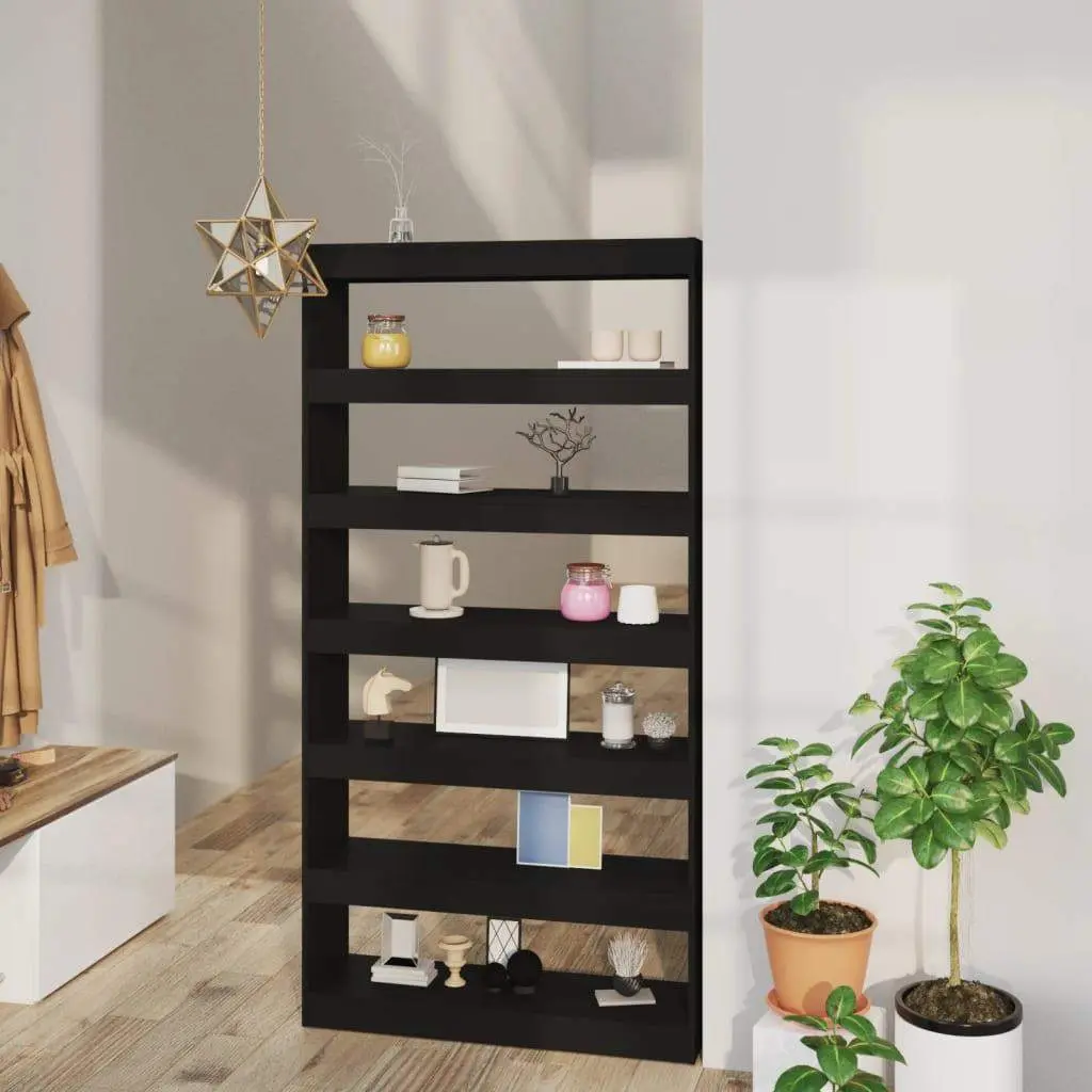 Book Cabinet/Room Divider Black 39.4"x11.8"x78" Engineered wood