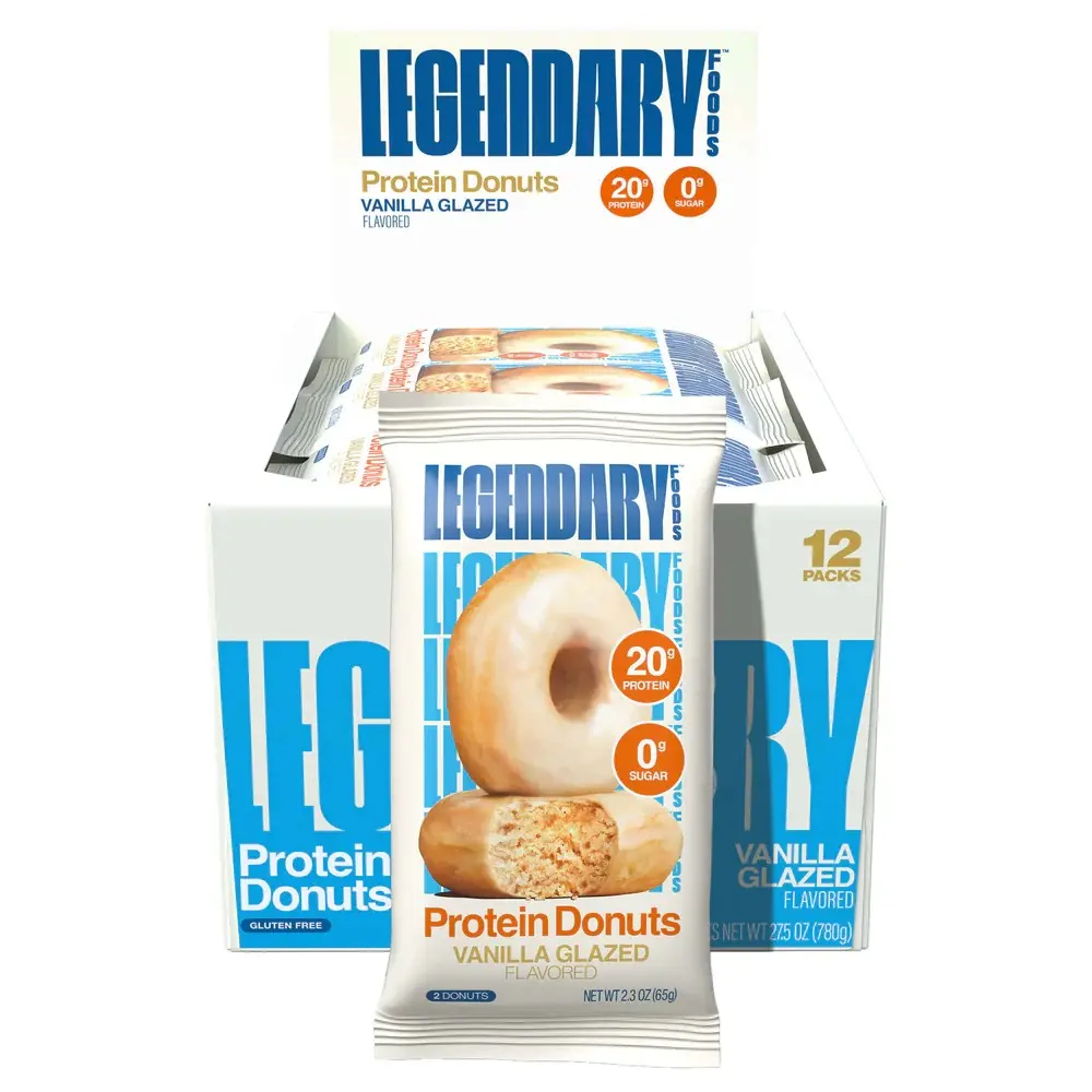 Legendary Foods Protein Donut Snack, Vanilla Glazed - 12 Packs (24 Total Donuts)