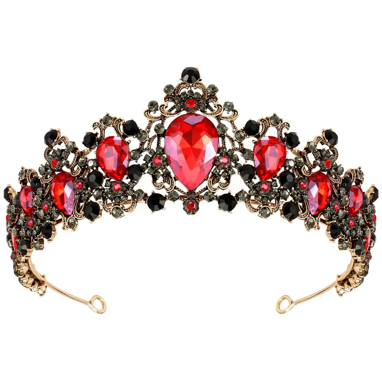 Gothic Red & Black Vampire Tiara Crown for Women – Halloween Costume