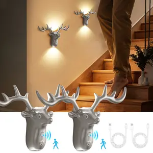 Smart LED Deer Step Light With Touch Dimming & Motion Sensor, Wireless Magnetic Wall Lamp, 1200mAh USB Rechargeable Night Light, Suitable For Stairs, Corridor, Bathroom, Bedrooms, Cabinets, Living Room, Bar Cabinet