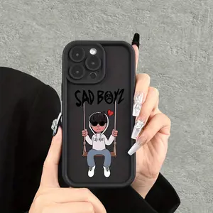 A matte phone case with a sad boy pattern, suitable for iPhone 17 Air/16 Plus/15 Pro Max/14 Pro/13/12/11/XS Max/X phone case, the best choice for holiday gifts to family, friends, lovers, or boyfriends TY411