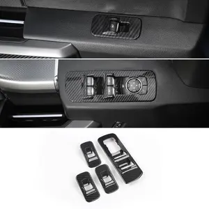 Carbon Fiber Grain Window Lift Panel Switch Trims for Ford F150 2015-2020 Interior Decoration Accessories(Painted Carbon Fiber Black,4Pcs/Set)