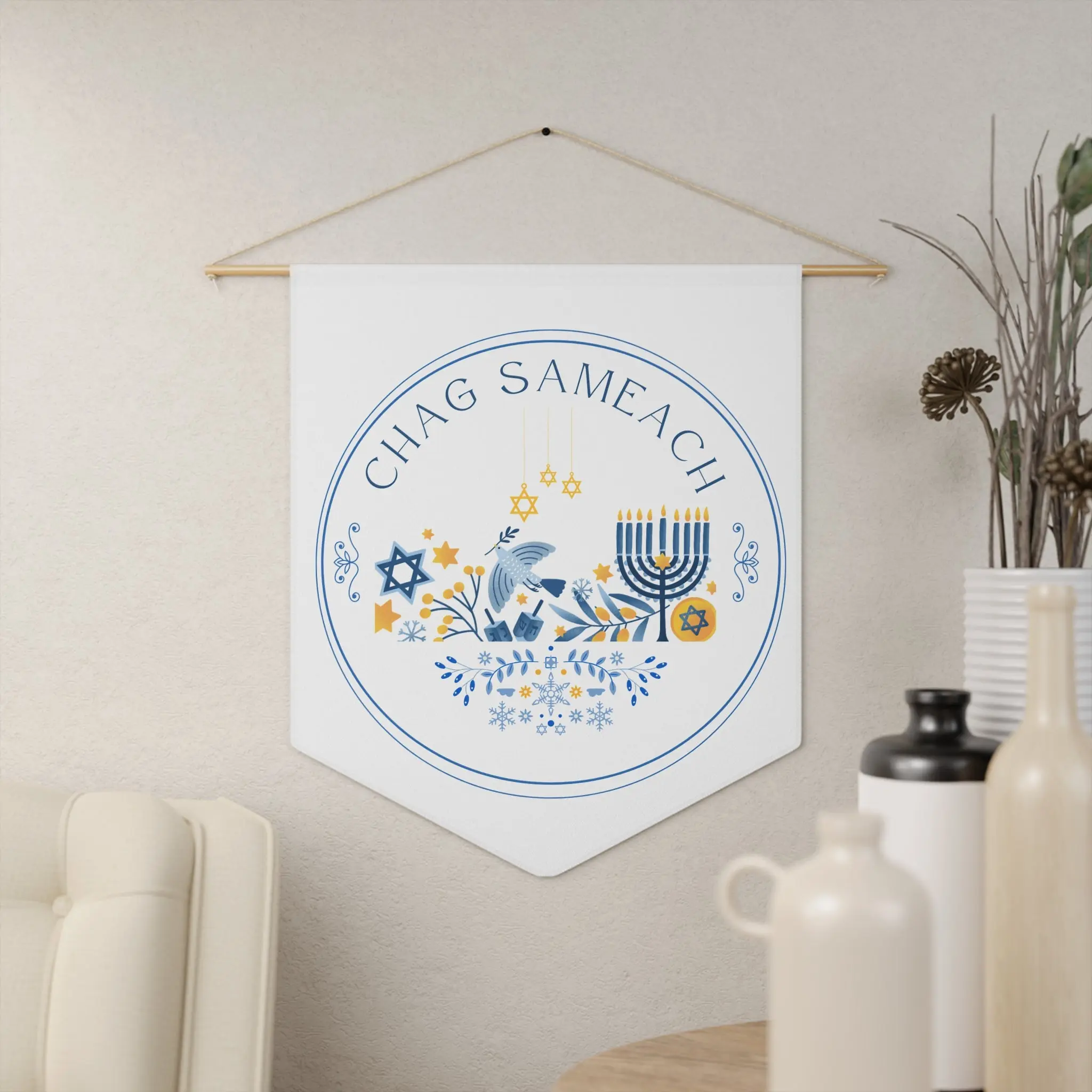 Chag Sameach | Hanukkah Wall Pennant