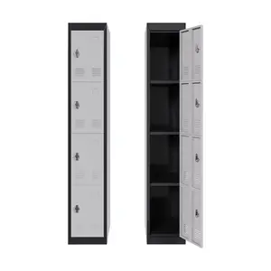 Garvee Upgraded Tall Metal Storage Locker Cabinet, 4 Lockable Doors, Adjustable Shelves, Heavy Duty Rust-Resistant Steel, Secure Organizer, Grey and Black Finish, for Home, Office, School, Gym, Garage