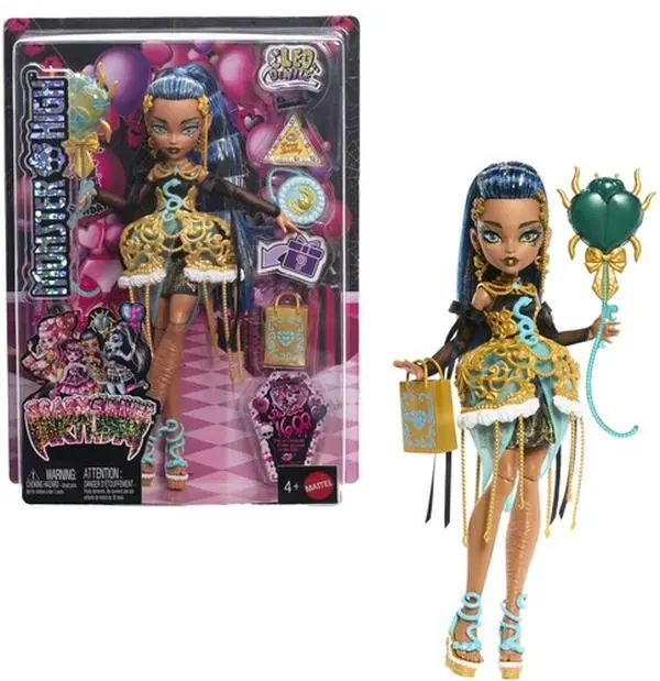 Monster High Scary Sweet Birthday Cleo De Nile Vinyl Figure, Collectible Paper Doll with Party Theme, Includes Accessories [COLLECTIBLES]