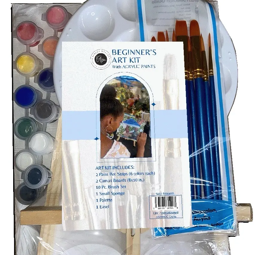 Beginner’s Acrylic Painting Art Kit with Brush Set, Canvas Boards, Palette, and 10 Paint Colors