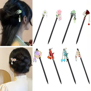 8 Piece Hanfu Hair Ornament Set – Vintage Chinese Hair Pin Collection, Floral Hair Sticks with Beaded Tassels for Traditional Chinese Dresses, Wedding Hairstyles, and Seasonal Festival Accessories
