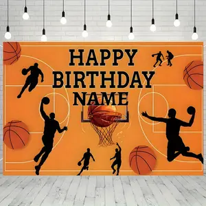 [Custom Basketball Background] 2D Flat Personalized Custom Name Birthday Party Basketball Dunk Background Cloth - Multi-Functional Party Wall Decoration for Home Decor - Suitable for Various Occasions and Patterns - No Electricity Required