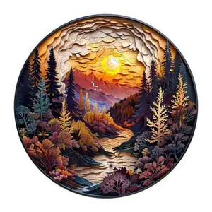 3D Sunset Forest Wooden Jigsaw Puzzle - Engaging Mind Game for Cognitive Skills Development & Mental Stimulation - Perfect for Relaxation & Intelligence Boost