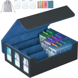 3-Row Trading Card Storage Box, Bulk Cards Case for 2400+ MTG TCG Magic Playing Game Card Organizer, Commander Deck Box with 3 Supports & 24 Dividers, Emotional Intelligence Inspired Organization Tool