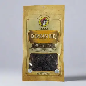 Buc-ee's Korean BBQ Beef Jerky - 100% Real Beef, Traditional Authentic Marinade, Savory Umami, Sweet Balance, Subtle Spice, Smoky Finish, High Protein Garlic Flavor Snack, 4 oz Resealable Bag, Dried Snack Ideas