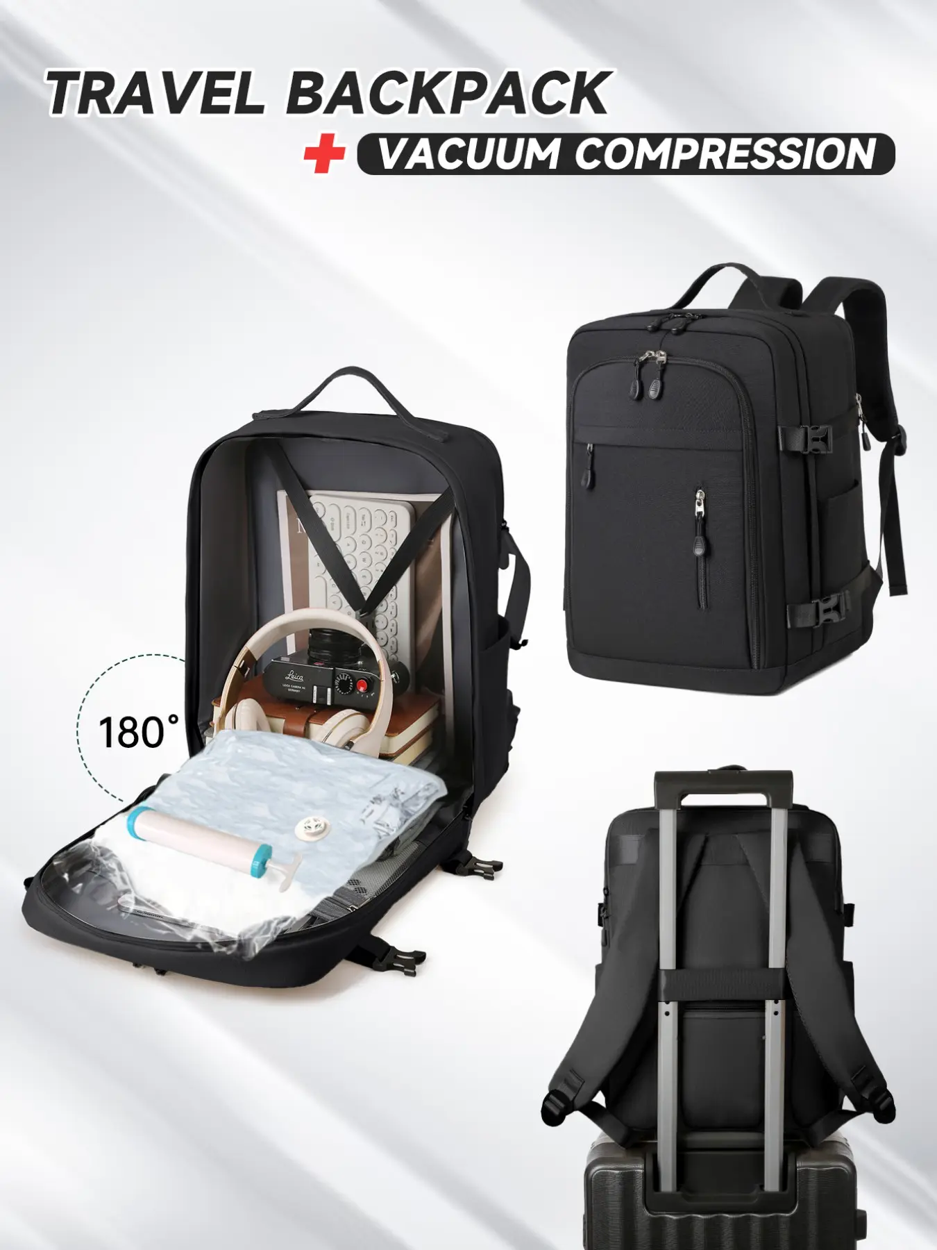 Vacuum Compression Backpack with Air Pump, Large Capacity Travel Bag 40x30x20 Cm, Space-Saving Design, Ideal for All Seasons, Adjustable Backpack, Airport Backpack, Traveler Essentials Backpack, Travel Backpacks