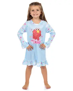 Sesame Street Toddler Girls Elmo Pajama Sweet Dreams Long Sleeve Raglan Ruffle Night Gown
