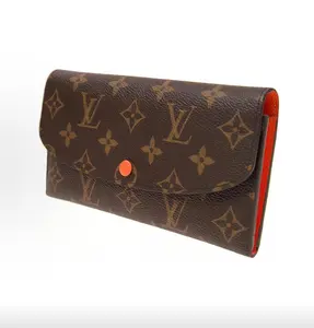 Pre-owned Louis Vuitton Emilie Sunrise Limited Edition Monogram Wallet with Red Bean & Orange Interior