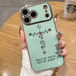 Flower Cross Christ Aesthetic Phone Case Suitable for iPhone 17 Air 16 15 14 13 12 11 Pro Max Plus Anti Drop and Anti Shock Soft TPU Material Comfortable Touch iPhone Protective Cover-ZQ88