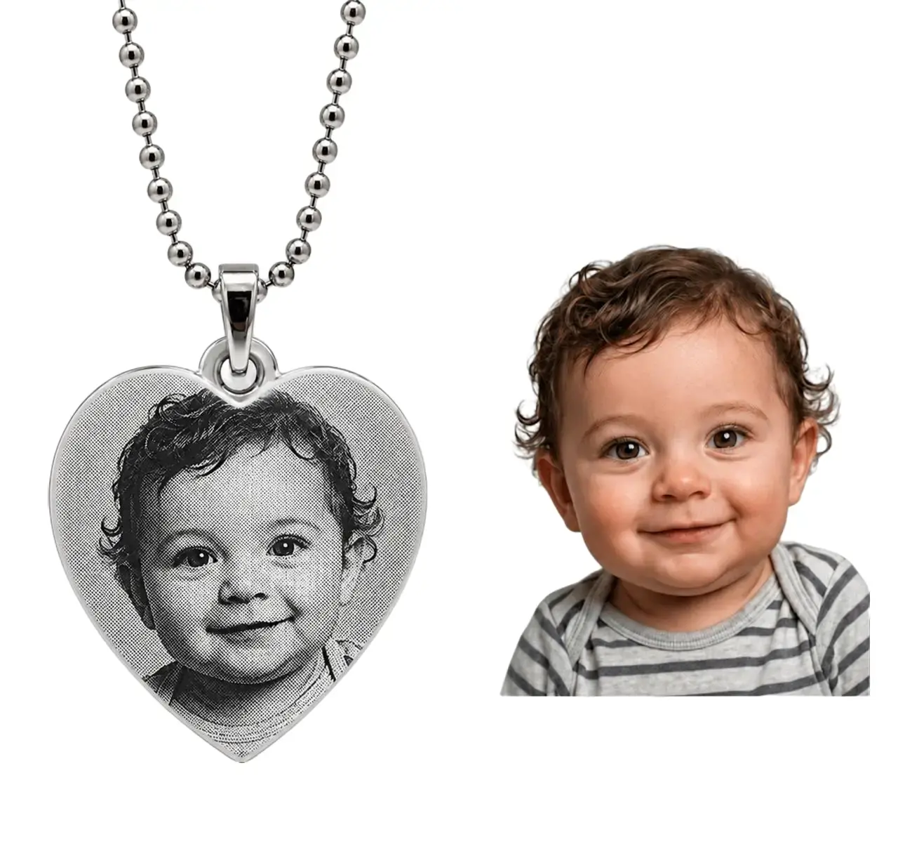 Personalized Photo Engraved Necklace, Custom Picture Engraving, Stainless Steel, Personalized Family/Pet Jewelry, Perfect Gift