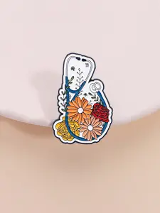 Cute Stethoscope Flower Enamel Pin Badge, Flower Brooch Pin, Rubber Backing Clip Gift for Doctors Nurses Medical Students Graduation Day Creative Heartwarming Present