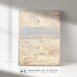 Serene Horizons #1 of 3 | Beige White Blue | Wabi-Sabi Textured Abstract Minimalist Painting on Canvas | Original Art | Modern Coastal
