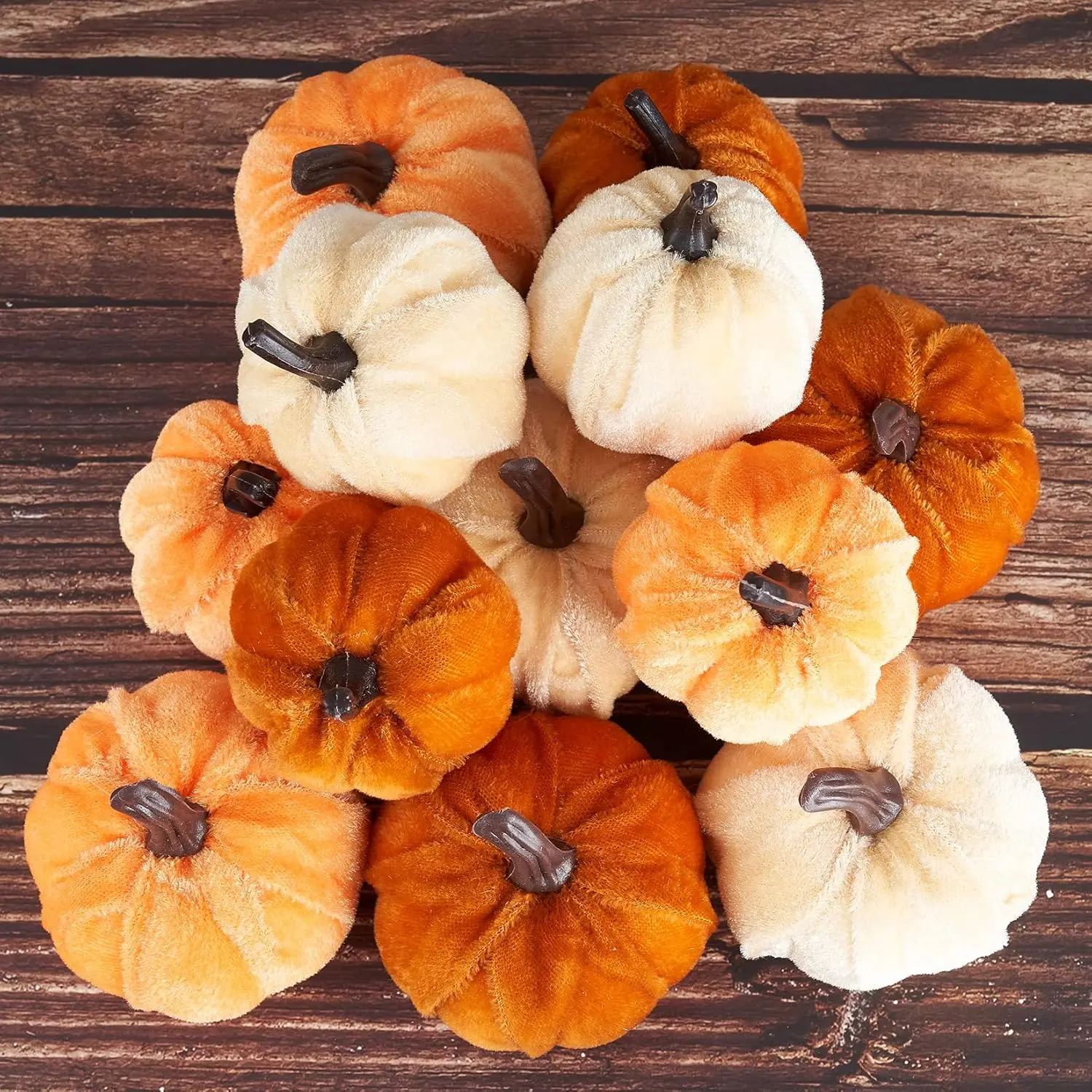 12 pcs Artificial Faux Velvet Foam Fabric Pumpkins Decoration