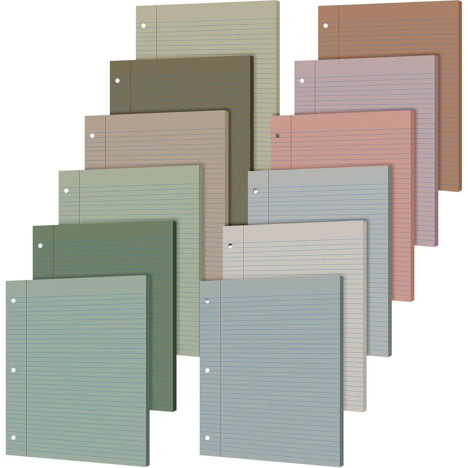 600 Sheets Colored Loose Leaf Paper 8.5" x 11" college ruled Lined 3 Hole Punched notebook Filler Paper for 3 Ring Binders Office School Supplies (Morandi Colors)