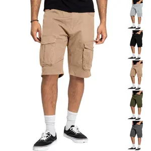 Men's 2026 Microelastic Solid Color Cargo Shorts, Casual Loose Above-Knee Fit, with Cargo Pockets, Outdoor Sports Shorts
