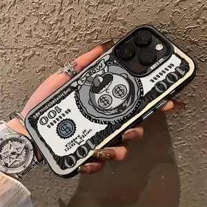 Cartoon Dollar Phone Case for iPhone 17 Pro Max Plus Air 16 15 14 13 12 11 Pro Max X XS Max 8 7 Plus Shockproof Matte Back Cover Full Body Protection Black