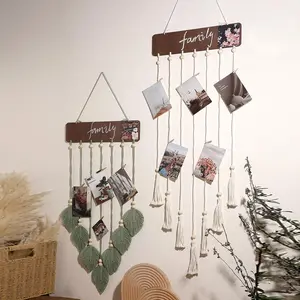 Macrame Woven Wall Hanging, Boho Geometric Woven Tapestry, Handmade Bohemian Art Decor with Tassel Craft Ornament for Bedroom Living Room, Hangable