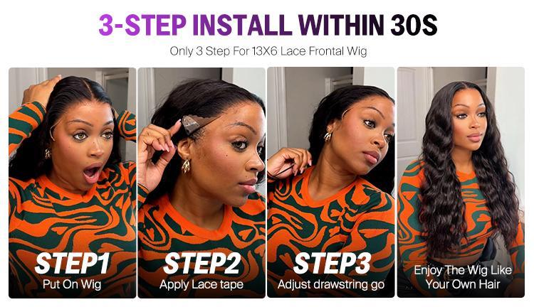 [Drawstring Wigs]13x6 Drawstring Wigs Human Hair Deep Wave Wigs Brazilian Wave 13x4 Curly Wigs Human Hair For Women PrePlucked 180% Density Nature Black Color Vacation Hair