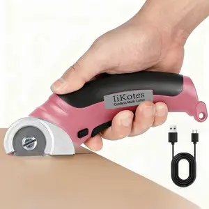 Cordless Electric Scissors, cardboard cutter Heavy Duty Cordless Shears with USB Rechargeable Battery 4V Safety Lock, Non-Slip Grip Cuts Denim, Wool, Leather, Carpet Cardboard, Plastic, 2000mAh, Pink