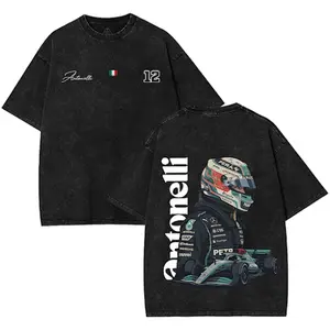 Retro Kimi Antonelli 12 F1 Racing Shirt Vintage Washed – Unisex Oversized Streetwear T-Shirt, Motorsport Inspired Driver Print Shirt, Retro Grand Prix Motorsport Kimi F1 Fan Street Style Cotton Tee for Men Women, Trendy Graphic Hoodie Sweatshirt Tank Top