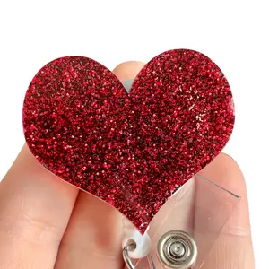 Glitter My Badge Valentine’s Day heart badge reel for nurse and hospital workers. Badge clip Badge pull - Retractable swivel clip with a 360 rotation. Great gift for coworker.
