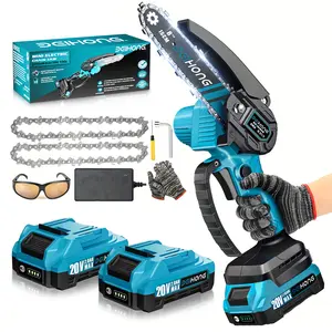 21V Mini Chainsaw, 6 Inch Portable Electric Chainsaw Cordless with 2 Batteries  Security Lock, Small Handheld Chain saw for Tree Branches, Courtyard, Household and Garden, Father's Day Gift for Men Dad Husband Women