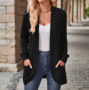 Womens Long Cardigan Lightweight Sweater Open Front Long Sleeve Outfits with Pockets Springfresh