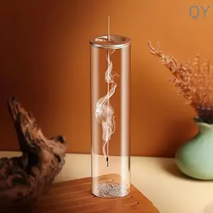 Upgrade Anti-Dust Glass Incense Stick Holder, Detachable Ash Catcher, Smoke-Free Fragrance Burner for Home Office Yoga Room Decor